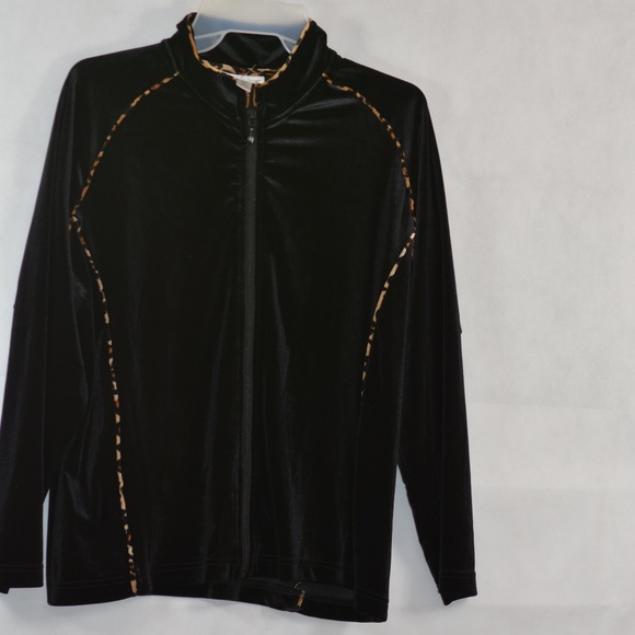 Black Stretch Velvet Coldwater Creek Top SZ XL NWOT - Picture 2 of 9